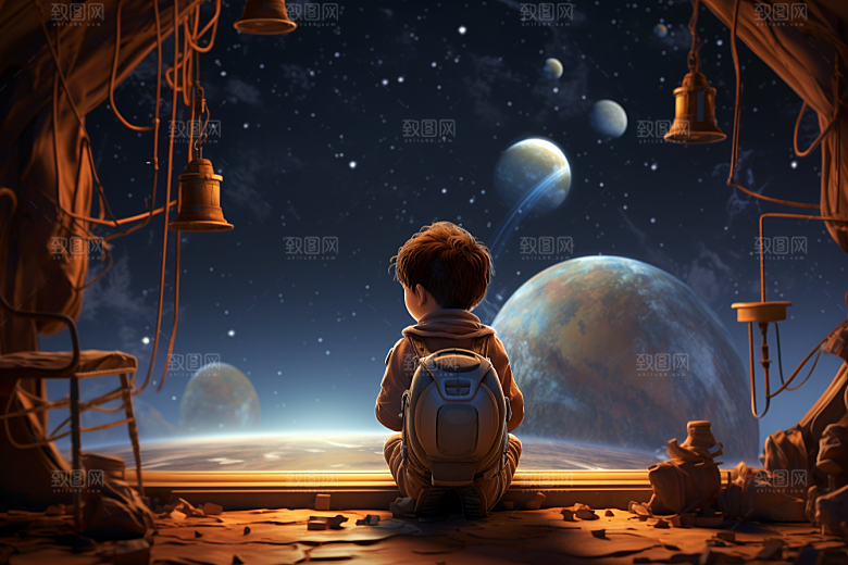 太空男孩地球航天素材