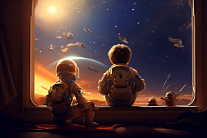 太空男孩地球宇航员素材
