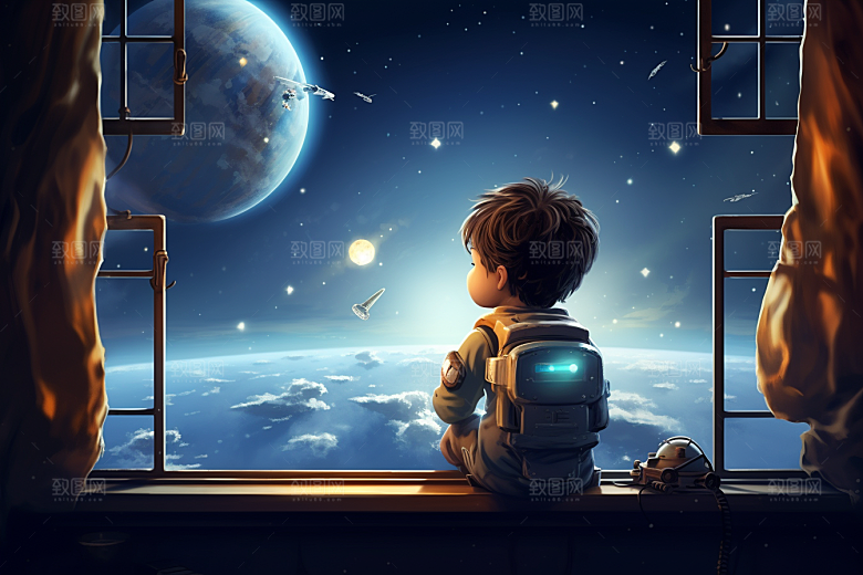 太空男孩宇宙星空航空素材