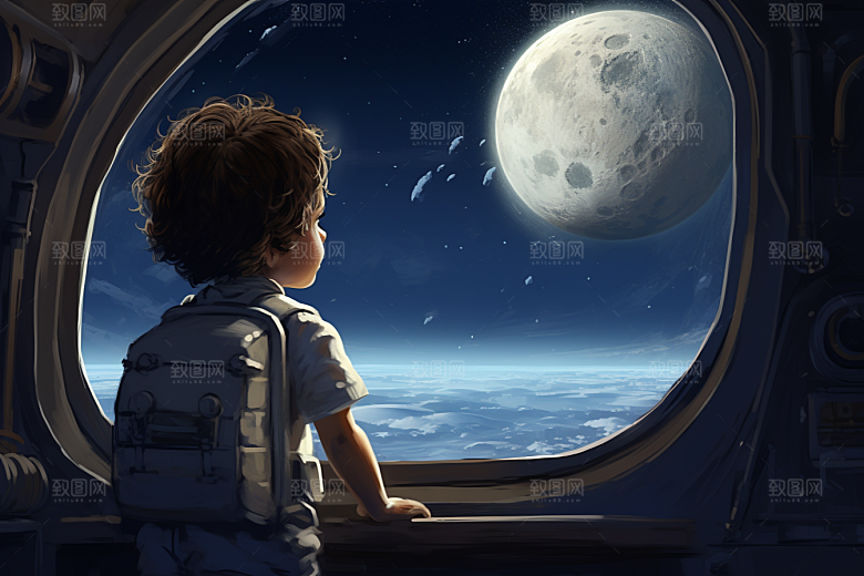 太空男孩宇宙星空空间站素材