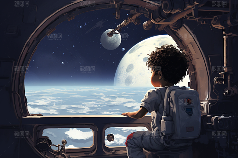 太空男孩地球航空素材