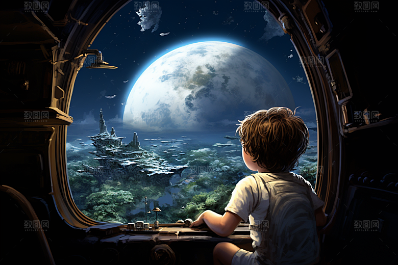 太空男孩航空星球素材