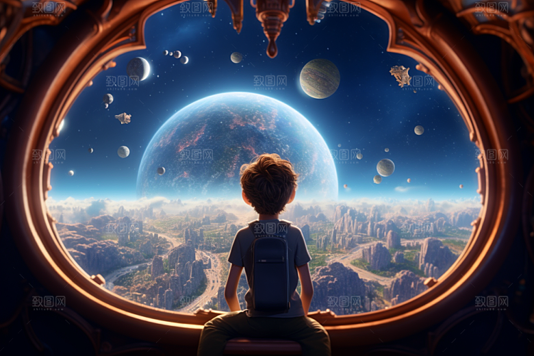 太空男孩宇宙星空科技感素材
