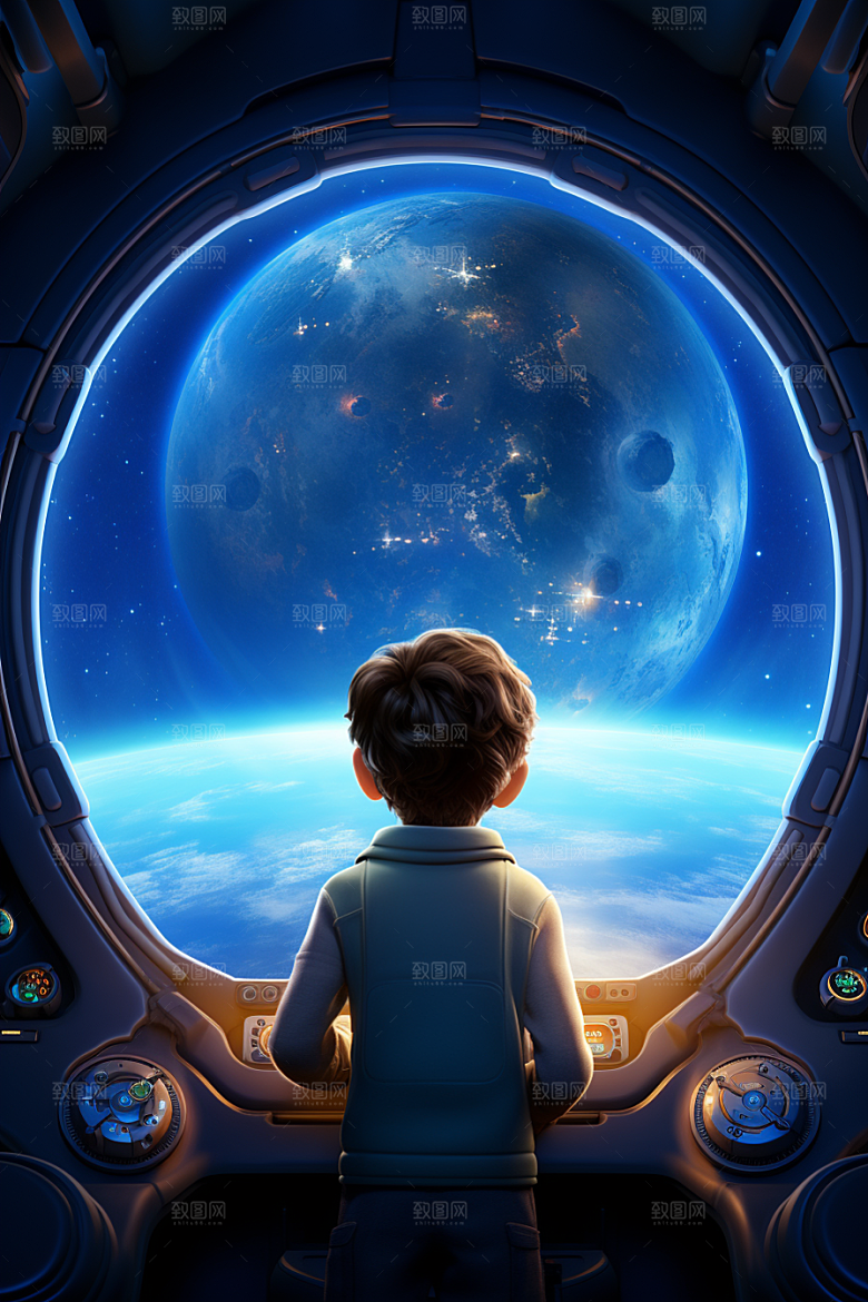 太空男孩科技感星球素材