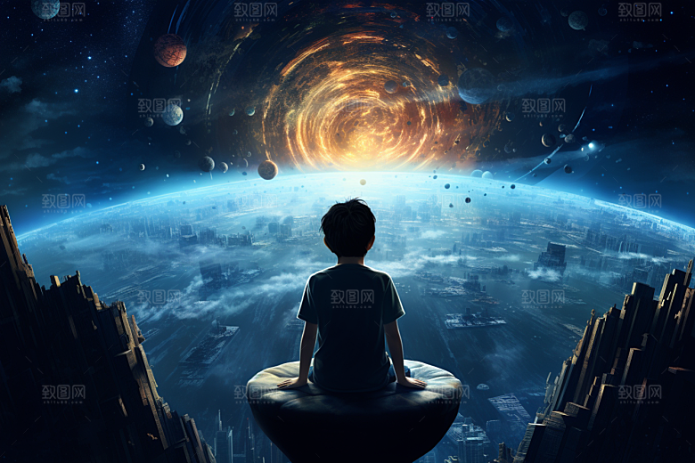 太空男孩科幻宇宙星空素材