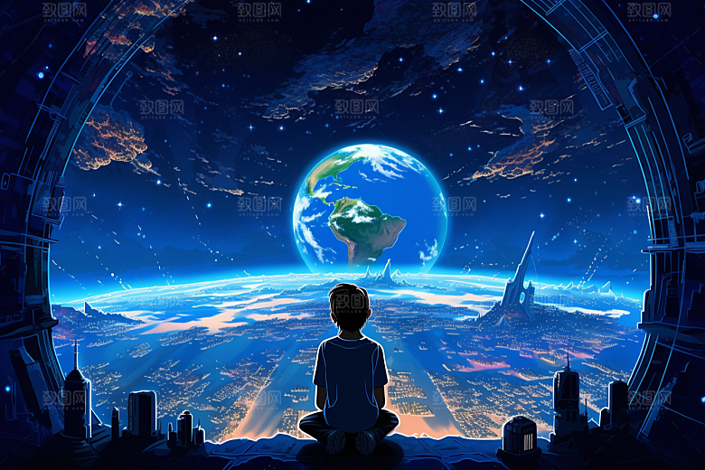 太空男孩太空舱宇航员素材
