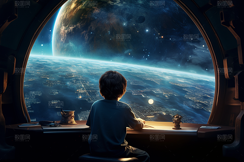 太空男孩宇宙星空科幻素材