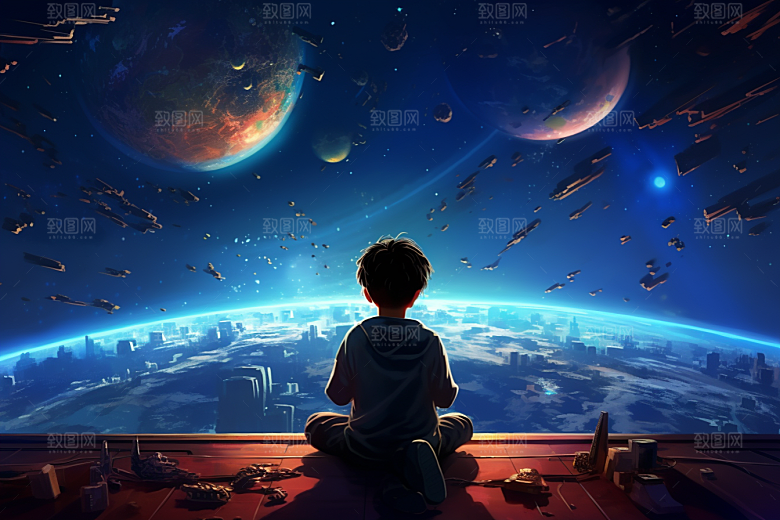 太空男孩太空舱宇航员素材