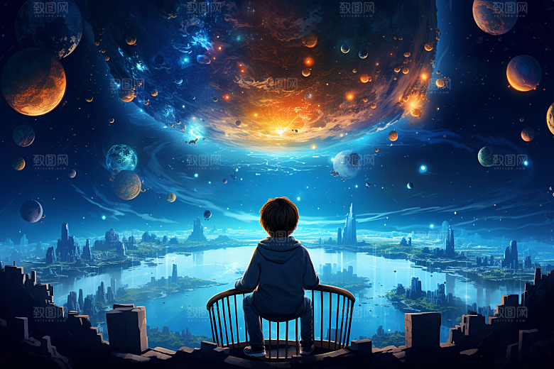 太空男孩未来科幻素材