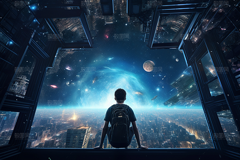 太空男孩太空舱科技感素材