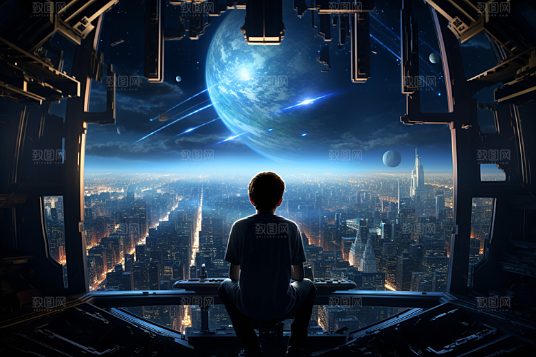 太空男孩星球未来素材