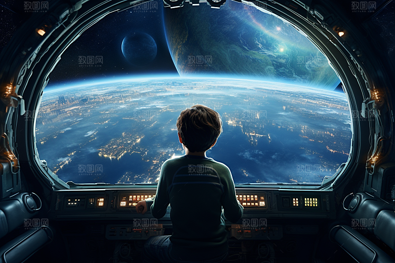 太空男孩太空舱航空素材