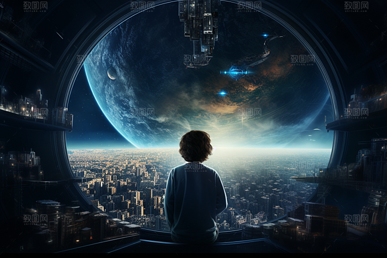 太空男孩科技感太空舱素材