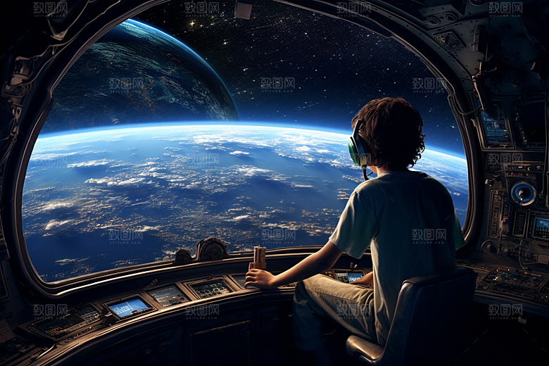 太空男孩宇宙星空高清素材