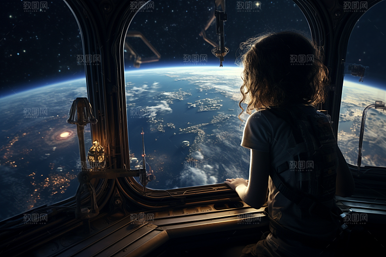 太空男孩地球星球素材