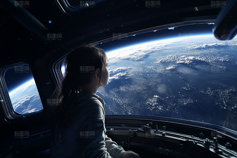 太空男孩宇宙星空太空舱素材