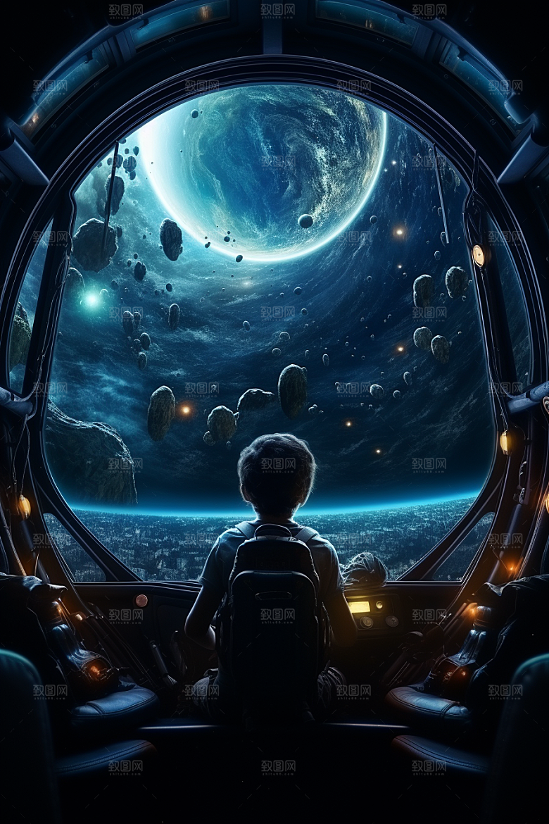 太空男孩空间站未来素材