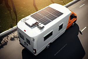 太阳能房车房车充电自然摄影图