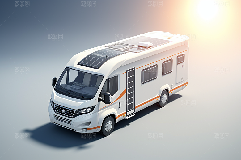 太阳能房车户外旅游摄影图