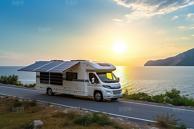 太阳能房车旅游高清摄影图