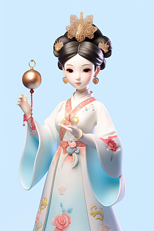 唐风人物中国风传统服饰模型
