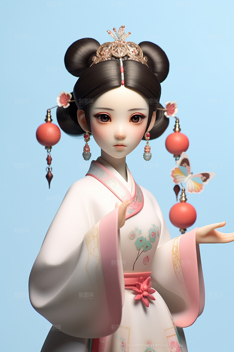 唐风人物汉服唯美模型
