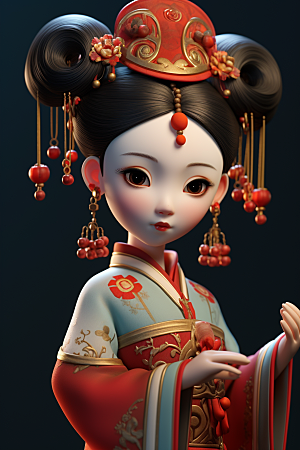 唐风人物中式传统服饰模型