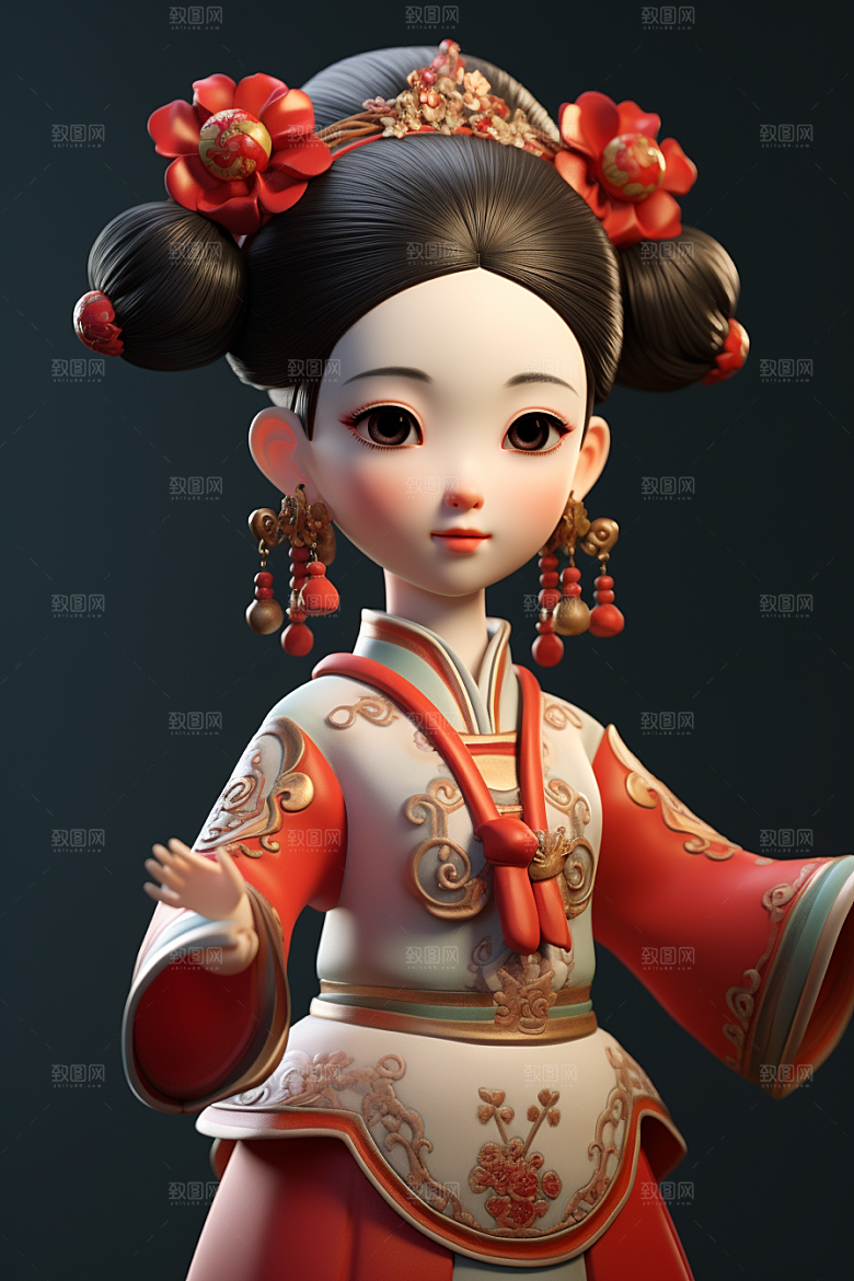 唐风人物唯美汉服模型