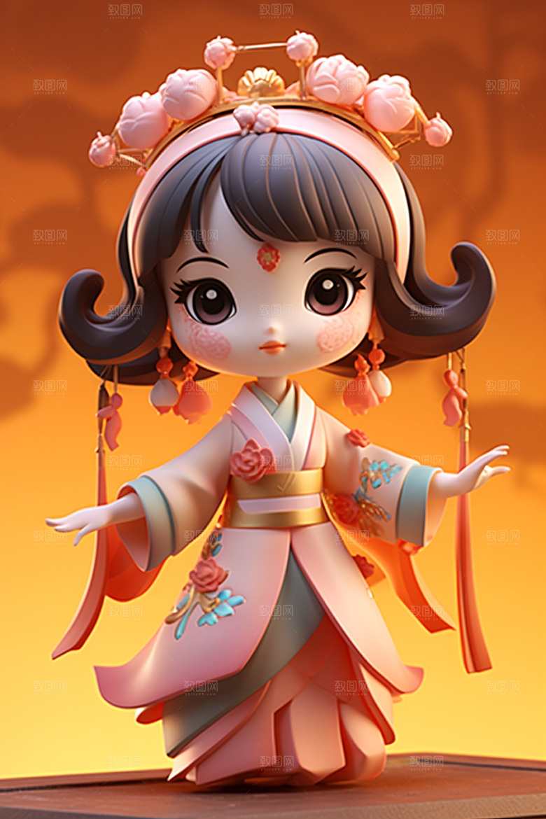 唐风人物3D立体模型