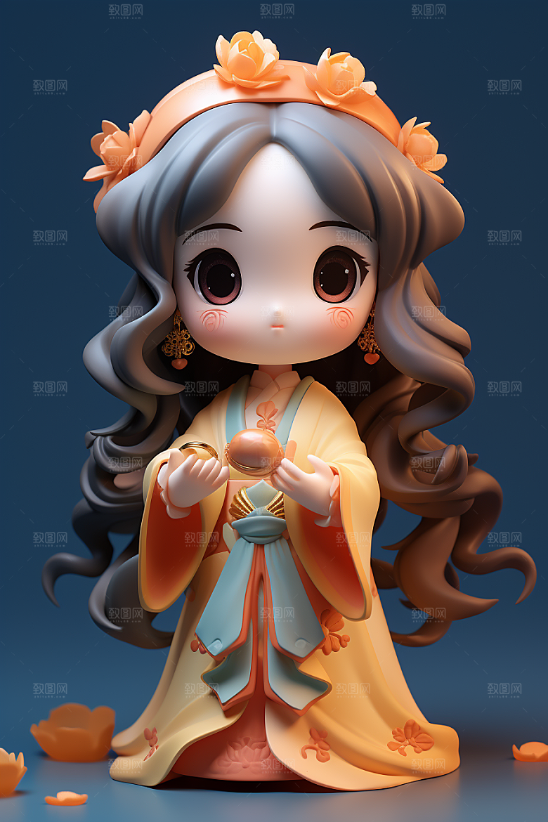 唐风人物汉服传统服饰模型