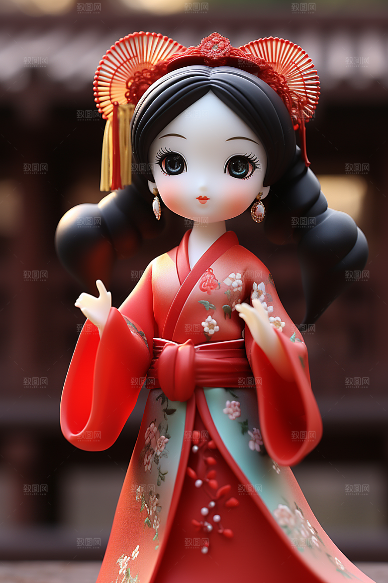 唐风人物传统服饰唯美模型