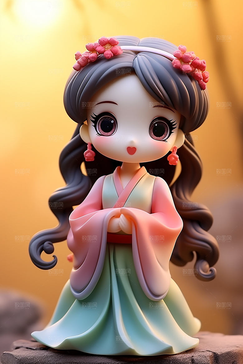 唐风人物传统服饰IP形象模型