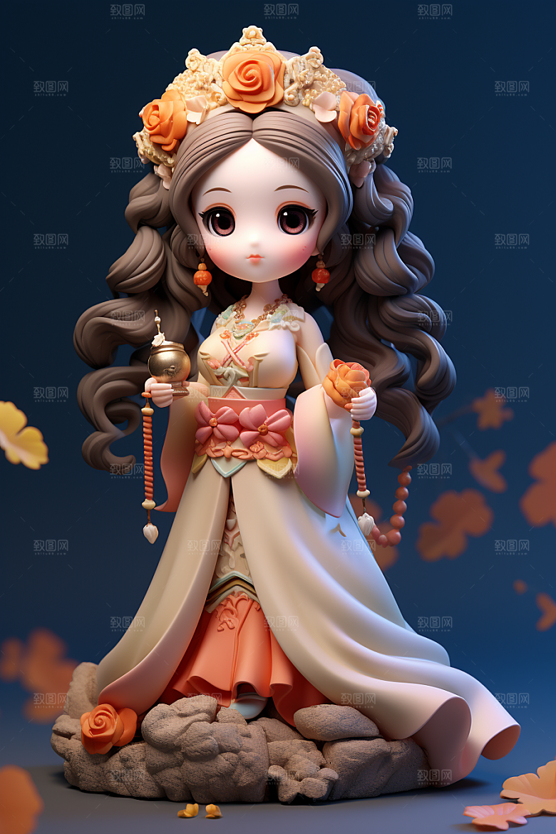 唐风人物唯美IP形象模型