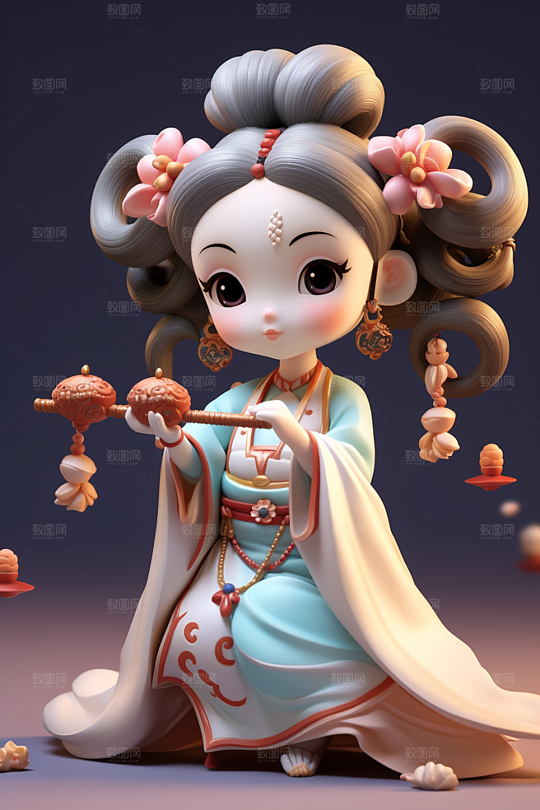 唐风人物中国风优雅模型