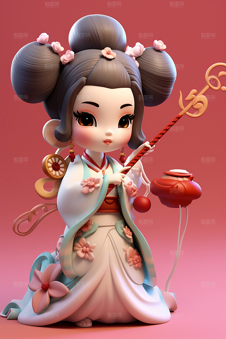 唐风人物立体古代女子模型