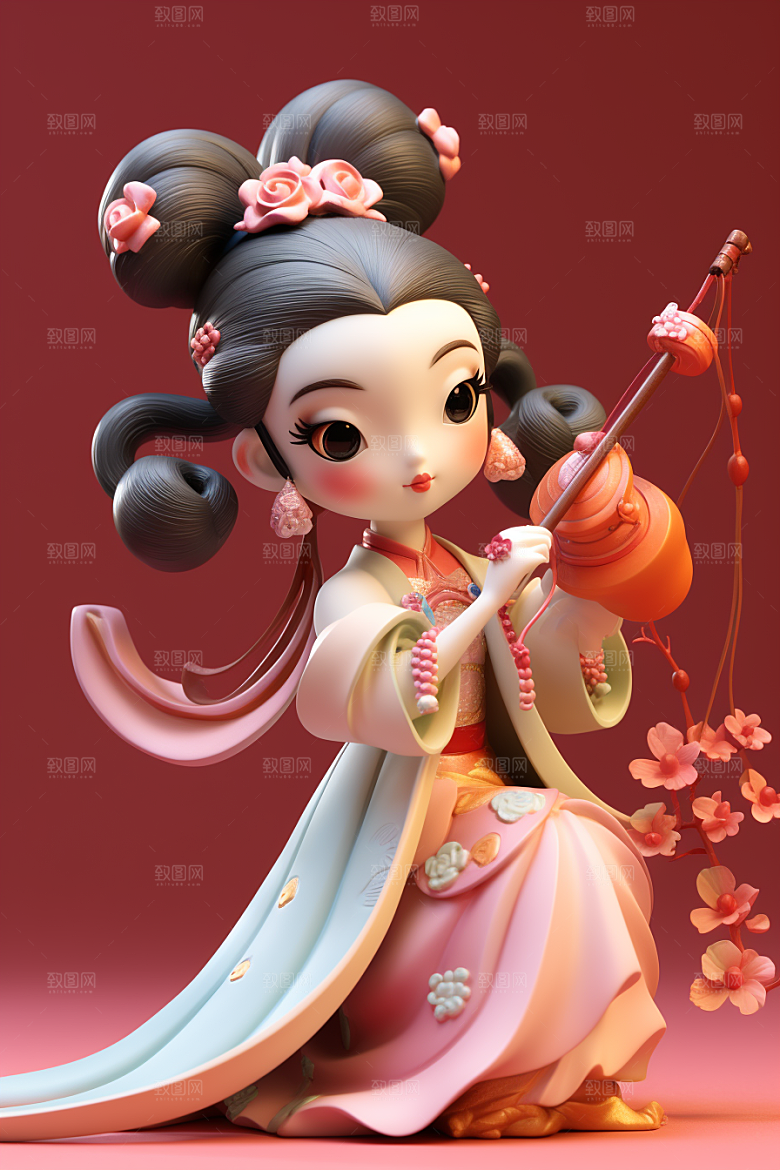 唐风人物立体传统服饰模型