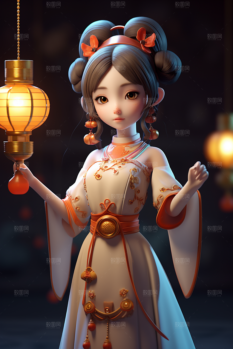 唐风人物传统服饰古代女子模型