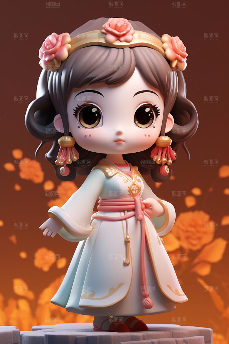 唐风人物优雅汉服模型