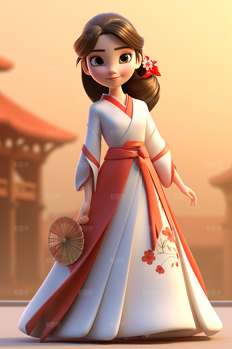 唐风人物3D优雅模型