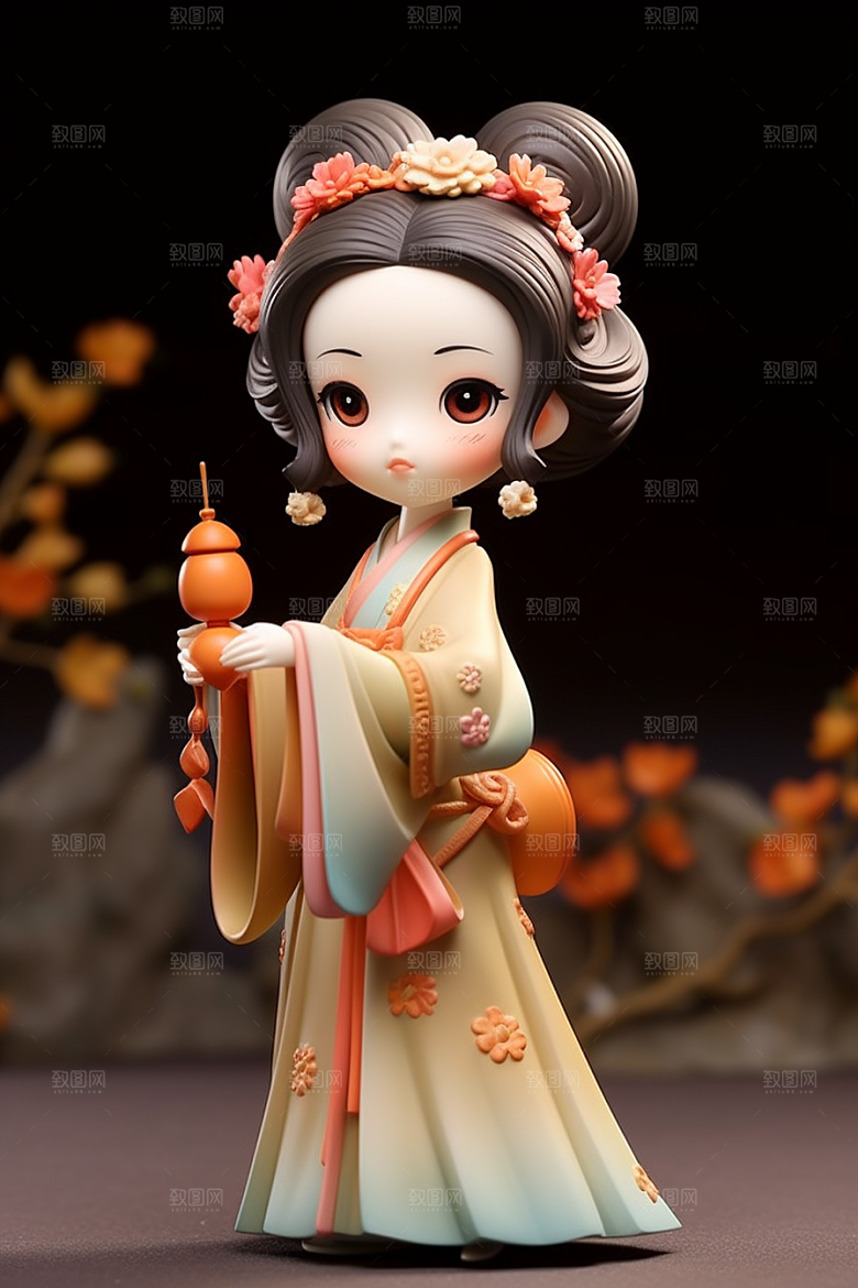 唐风人物传统服饰立体模型