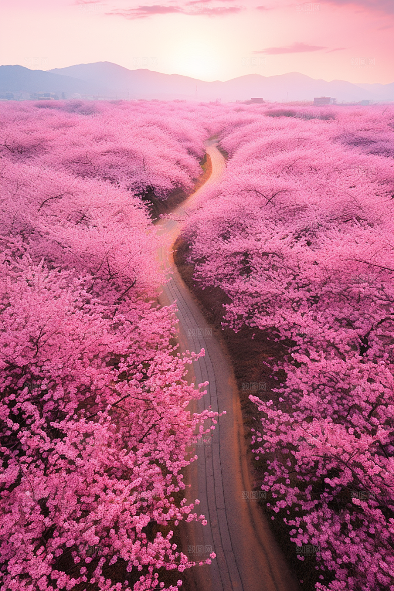 春季桃花花卉桃园摄影图