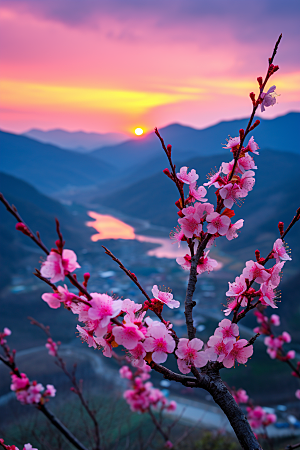 春季桃花美丽春天摄影图