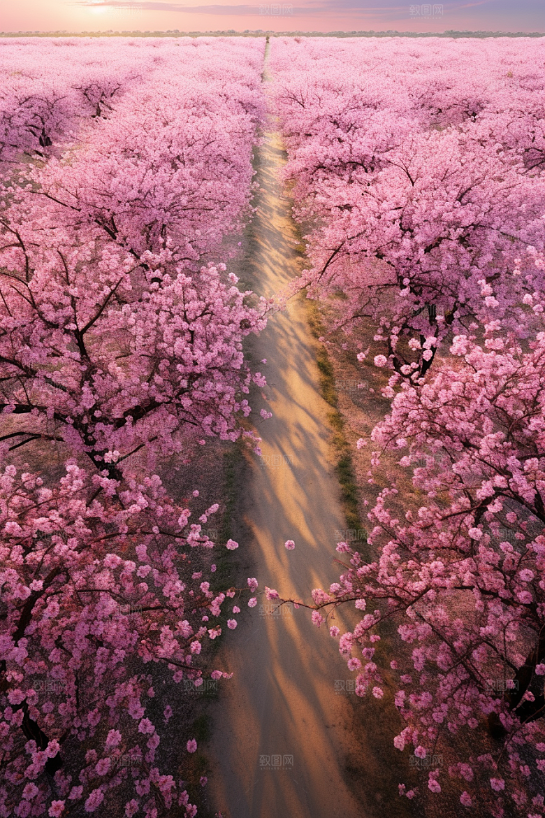 春季桃花山花烂漫桃花林摄影图