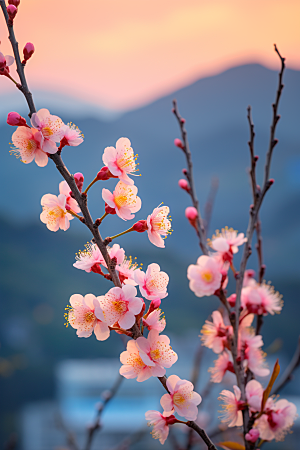春季桃花风景花朵摄影图