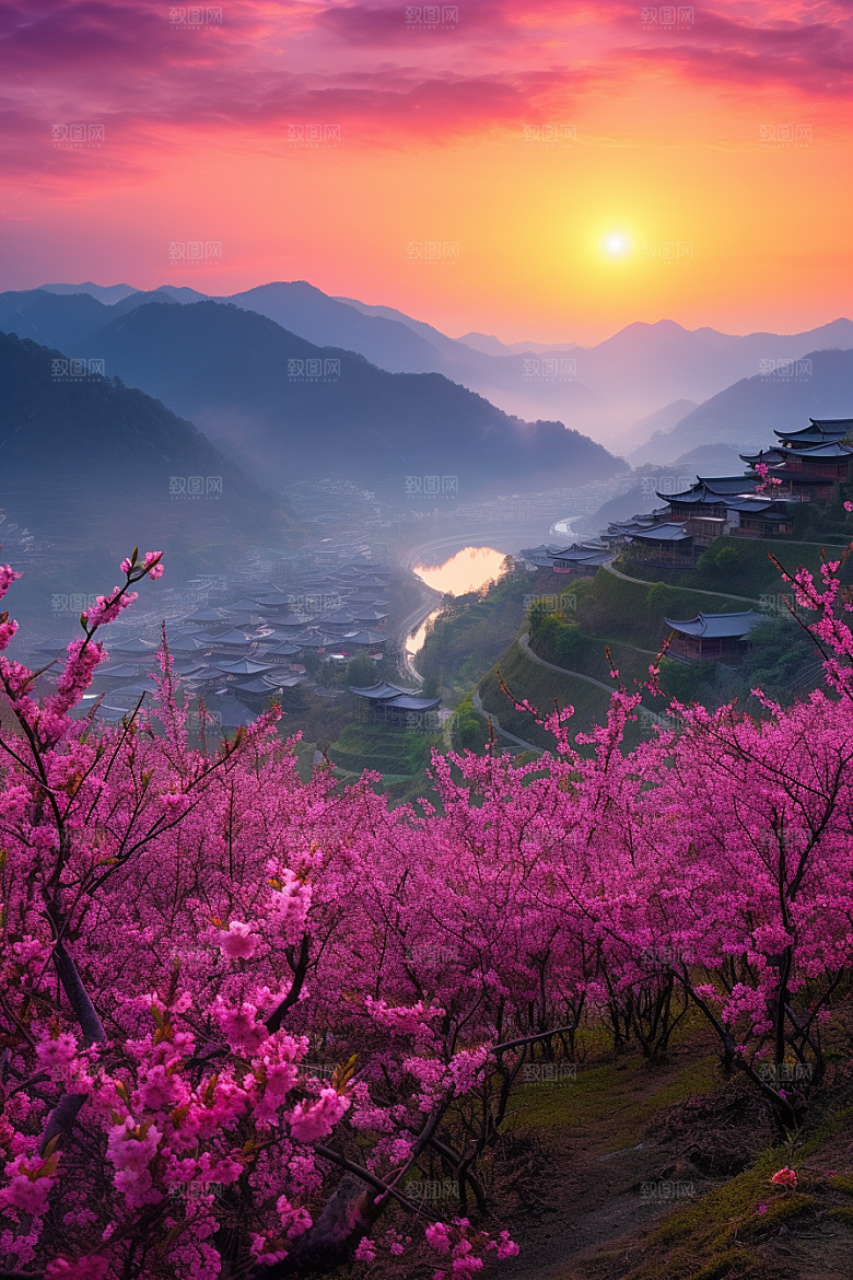 春季桃花美丽风光摄影图