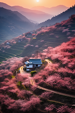 春季桃花花朵美丽摄影图