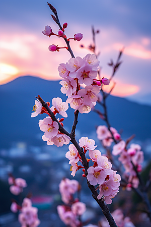 春季桃花山花烂漫花卉摄影图