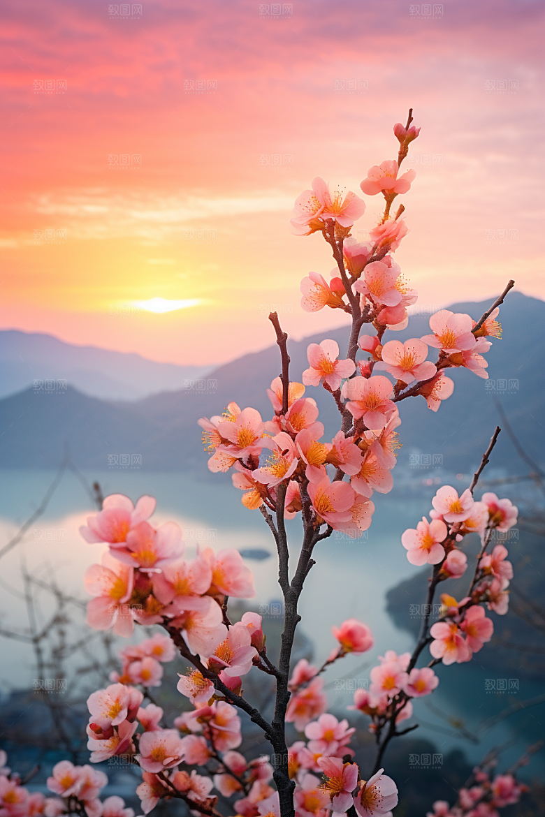 春季桃花高清桃园摄影图