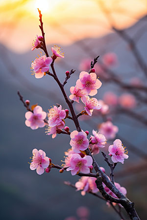 春季桃花桃园花朵摄影图
