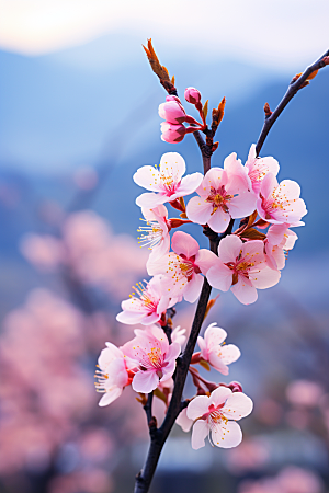 春季桃花花卉风景摄影图